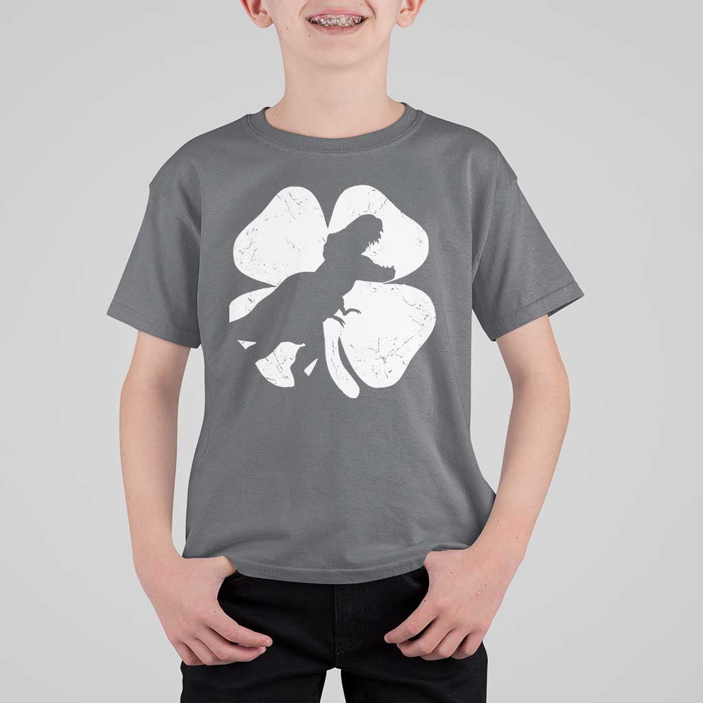 Dinosaur St Patricks Day Shamrock T Shirt For Kid Silhouette Boys Toddler Kids