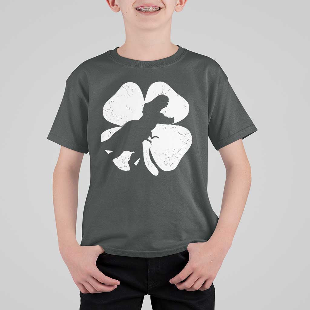 Dinosaur St Patricks Day Shamrock T Shirt For Kid Silhouette Boys Toddler Kids