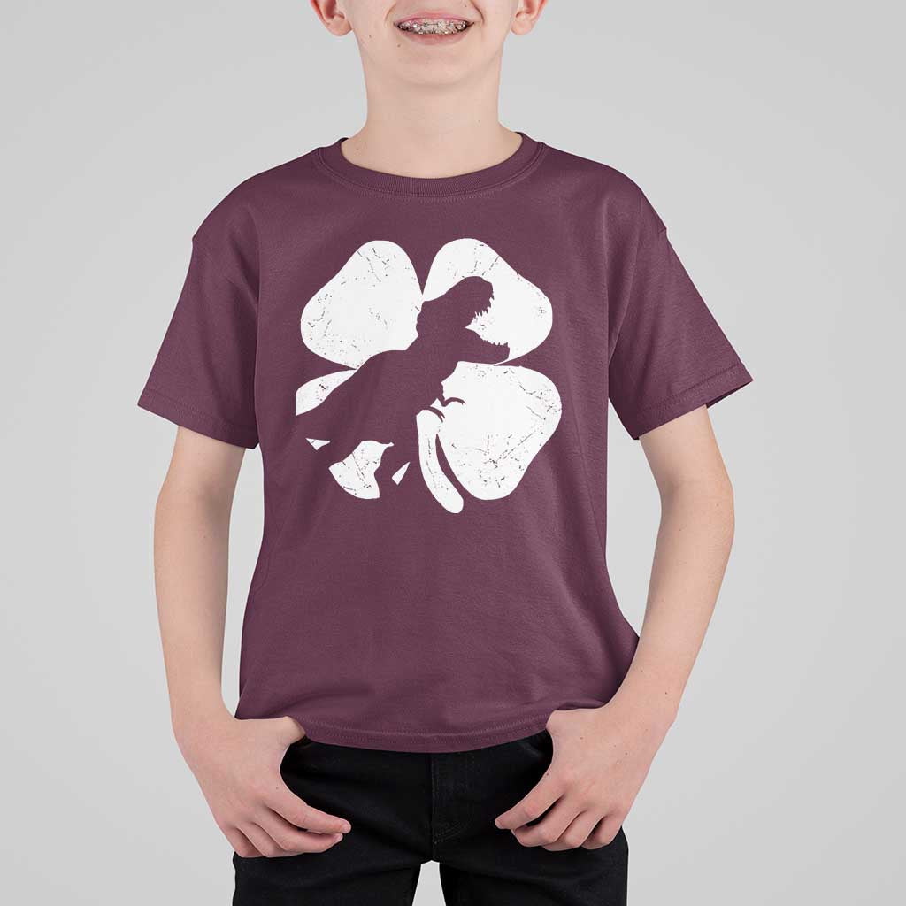 Dinosaur St Patricks Day Shamrock T Shirt For Kid Silhouette Boys Toddler Kids