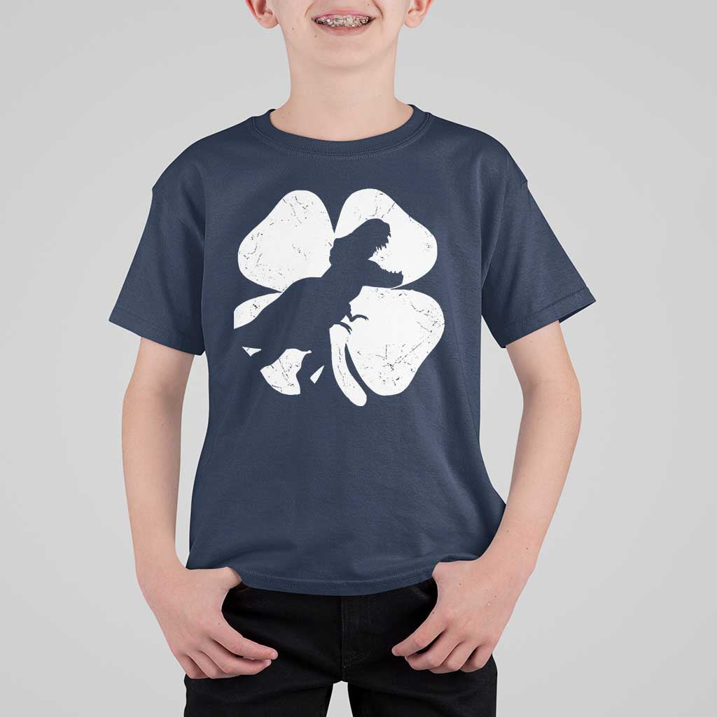 Dinosaur St Patricks Day Shamrock T Shirt For Kid Silhouette Boys Toddler Kids
