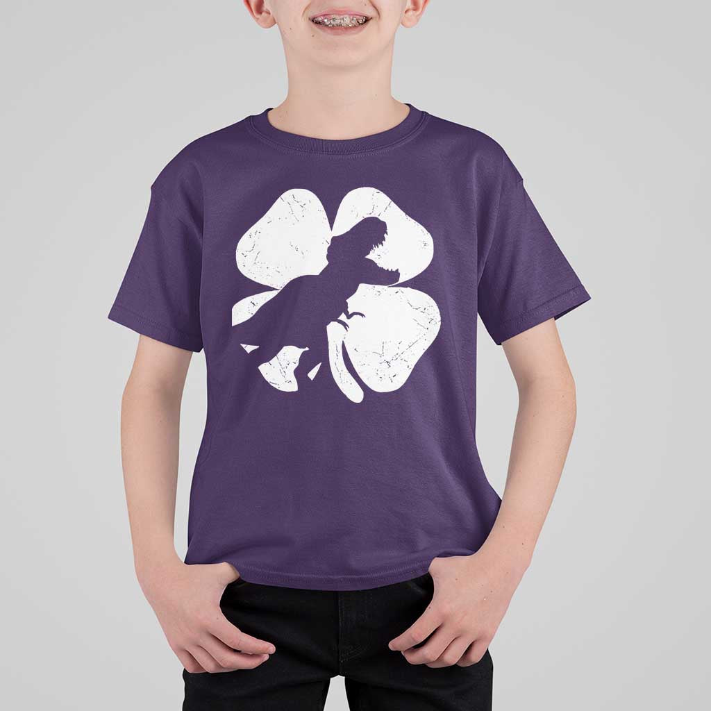 Dinosaur St Patricks Day Shamrock T Shirt For Kid Silhouette Boys Toddler Kids