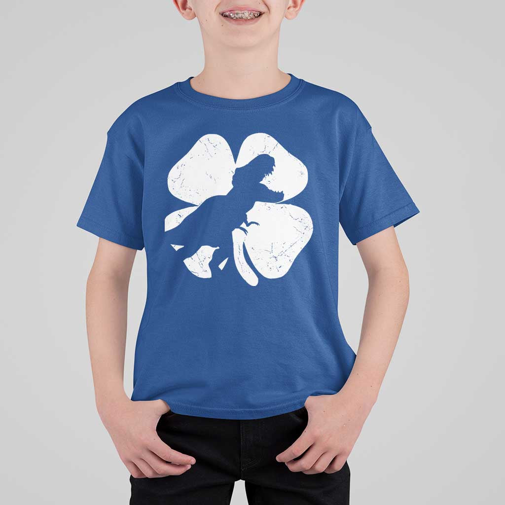 Dinosaur St Patricks Day Shamrock T Shirt For Kid Silhouette Boys Toddler Kids
