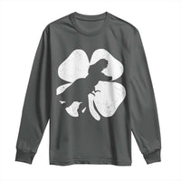 Dinosaur St Patricks Day Shamrock Long Sleeve Shirt Silhouette Boys Toddler Kids