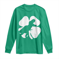 Dinosaur St Patricks Day Shamrock Long Sleeve Shirt Silhouette Boys Toddler Kids
