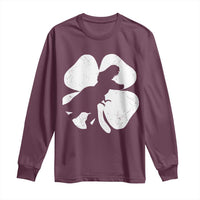 Dinosaur St Patricks Day Shamrock Long Sleeve Shirt Silhouette Boys Toddler Kids