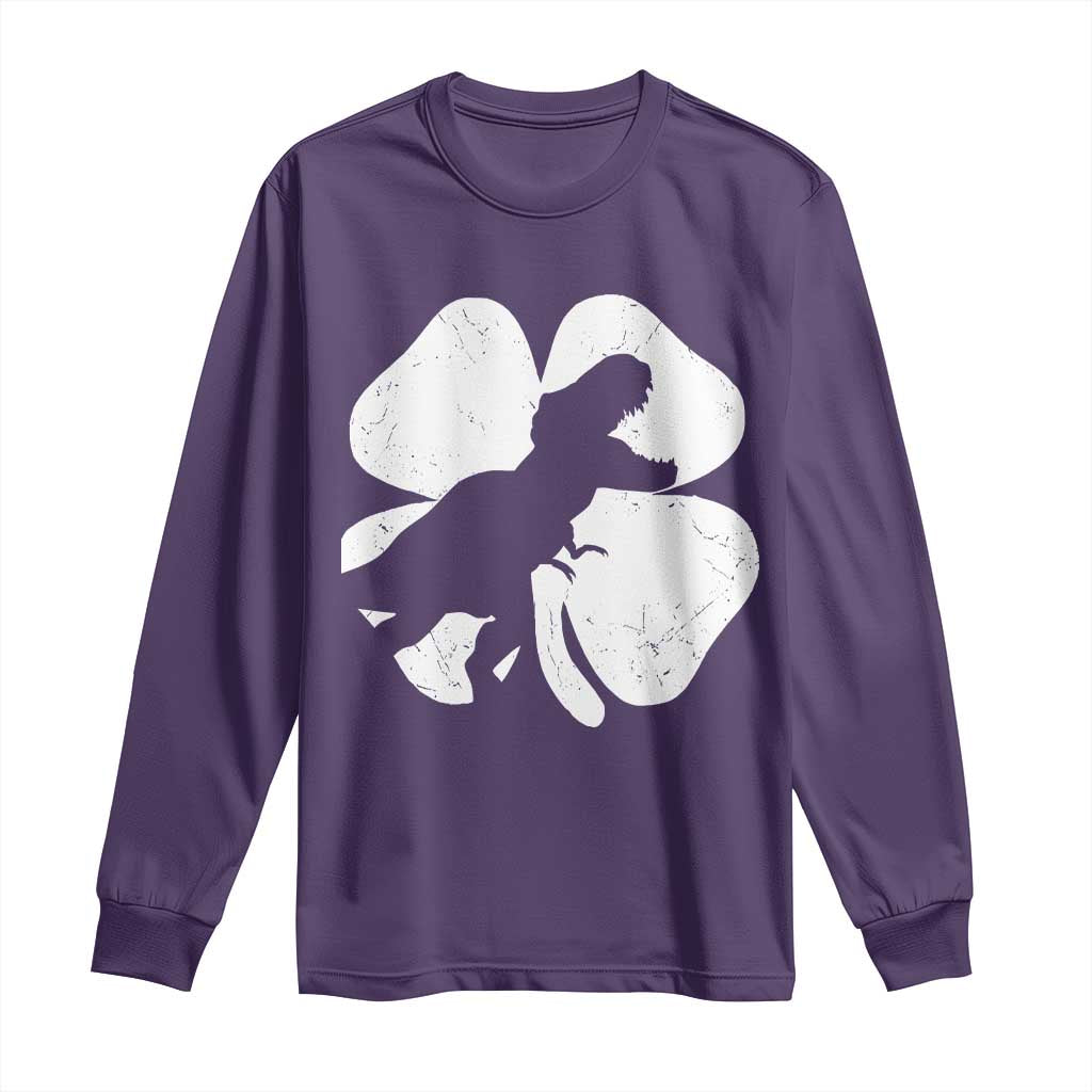 Dinosaur St Patricks Day Shamrock Long Sleeve Shirt Silhouette Boys Toddler Kids
