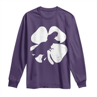 Dinosaur St Patricks Day Shamrock Long Sleeve Shirt Silhouette Boys Toddler Kids