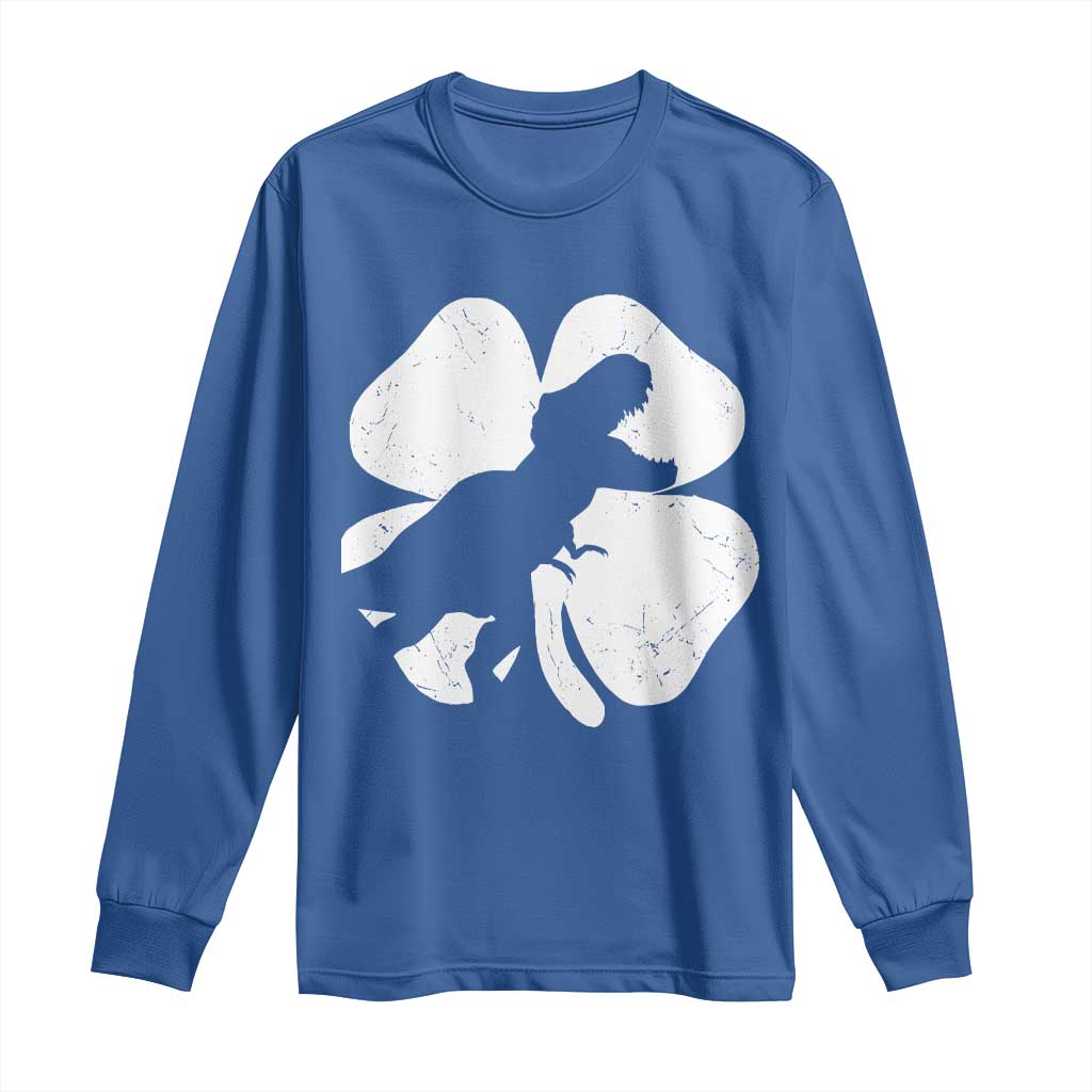 Dinosaur St Patricks Day Shamrock Long Sleeve Shirt Silhouette Boys Toddler Kids