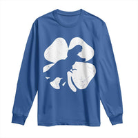 Dinosaur St Patricks Day Shamrock Long Sleeve Shirt Silhouette Boys Toddler Kids