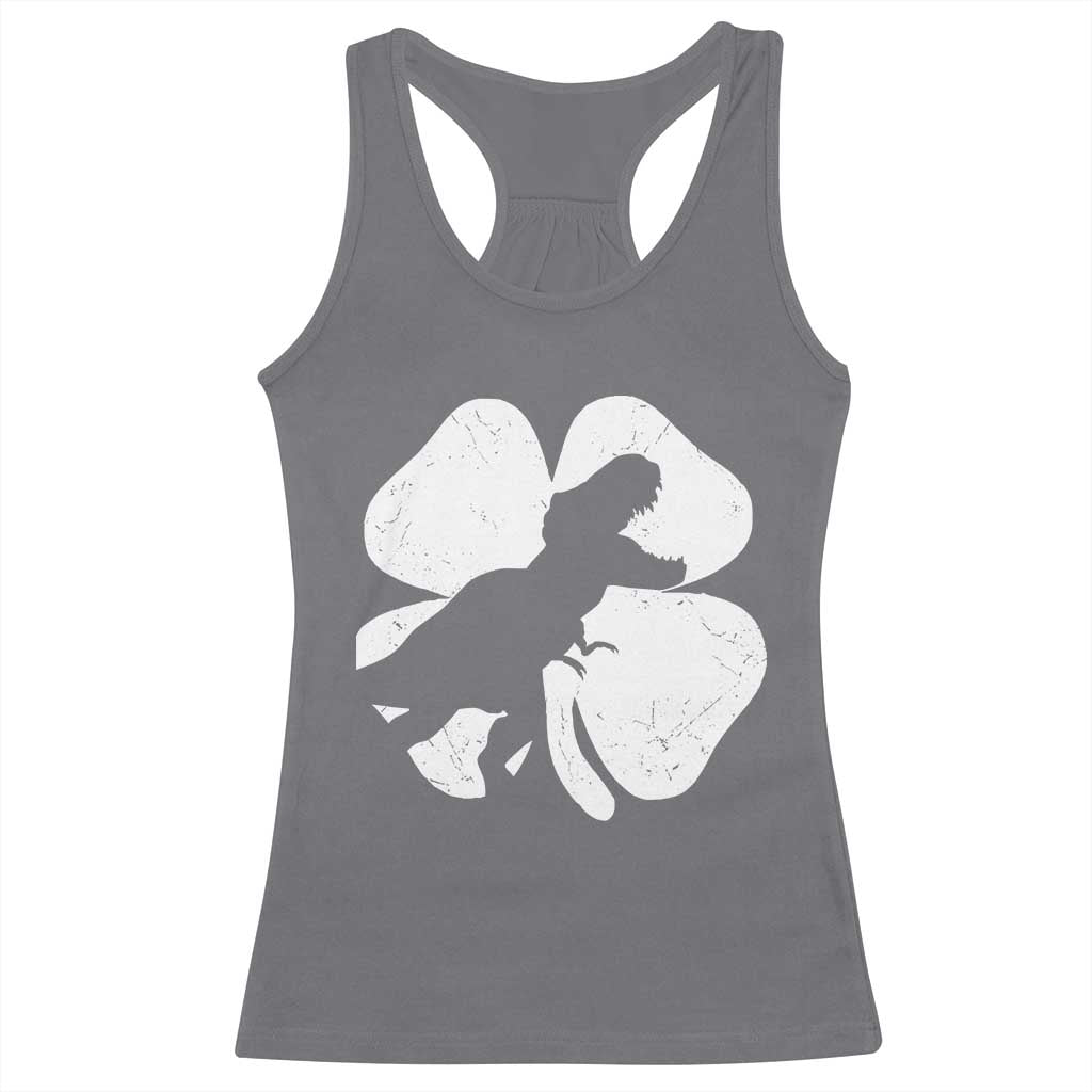 Dinosaur St Patricks Day Shamrock Racerback Tank Top Silhouette Boys Toddler Kids