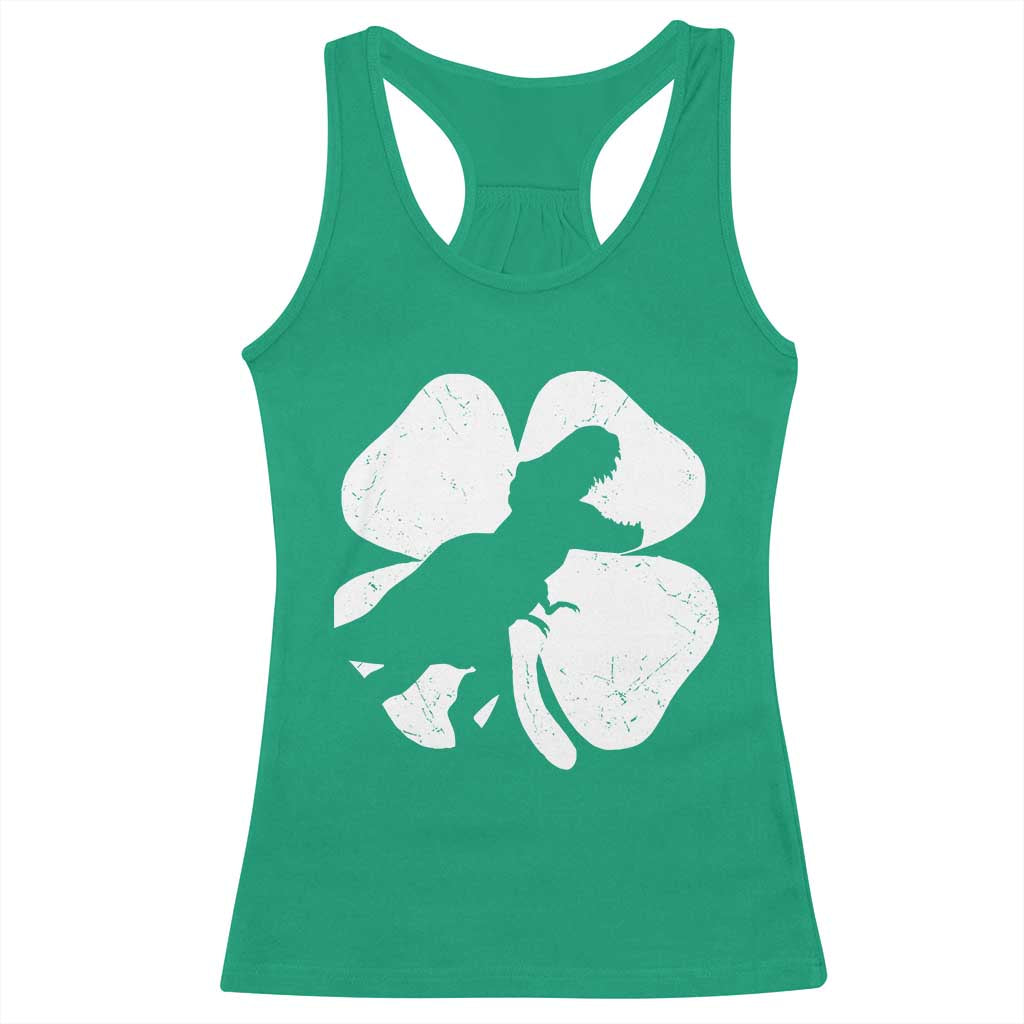 Dinosaur St Patricks Day Shamrock Racerback Tank Top Silhouette Boys Toddler Kids