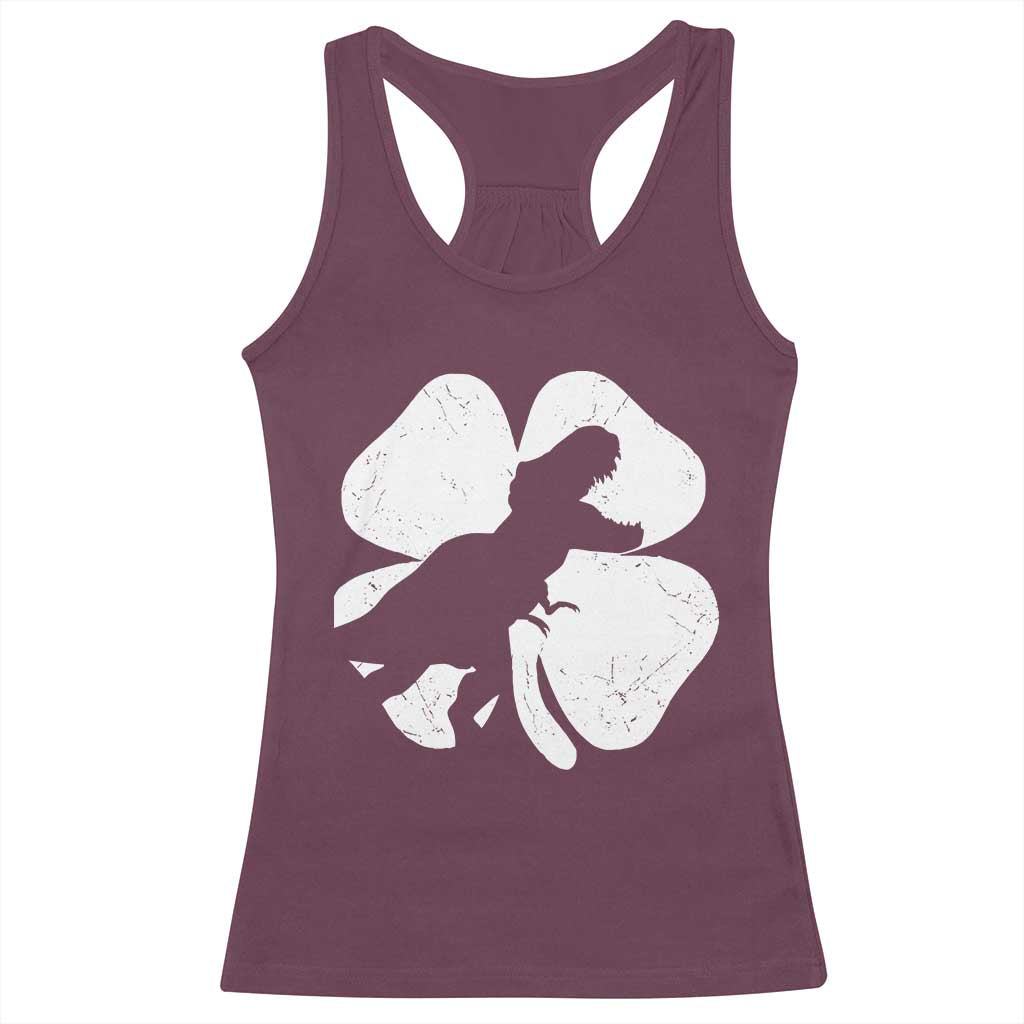 Dinosaur St Patricks Day Shamrock Racerback Tank Top Silhouette Boys Toddler Kids
