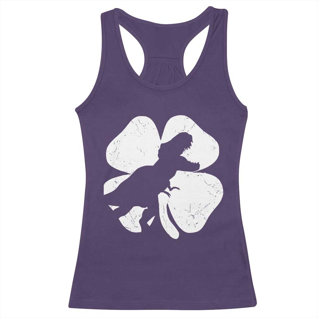 Dinosaur St Patricks Day Shamrock Racerback Tank Top Silhouette Boys Toddler Kids