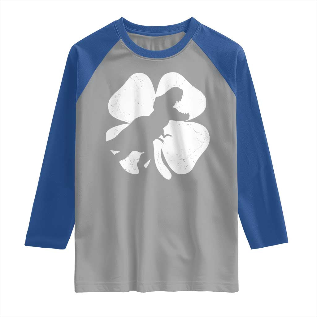 Dinosaur St Patricks Day Shamrock Raglan Shirt Silhouette Boys Toddler Kids