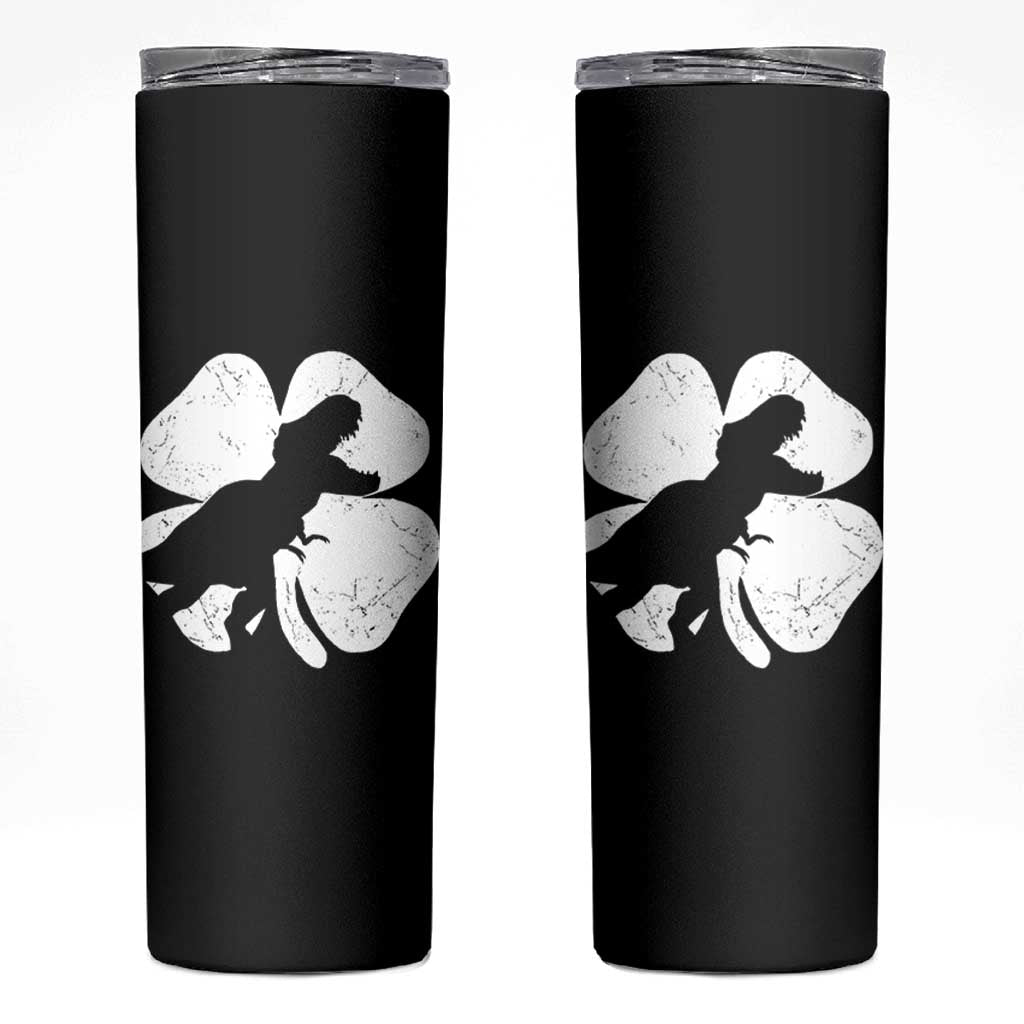 Dinosaur St Patricks Day Shamrock Skinny Tumbler Silhouette Boys Toddler Kids