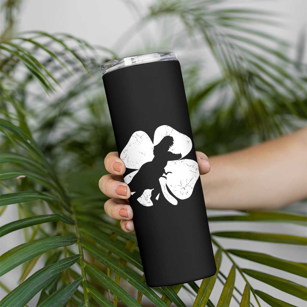 Dinosaur St Patricks Day Shamrock Skinny Tumbler Silhouette Boys Toddler Kids