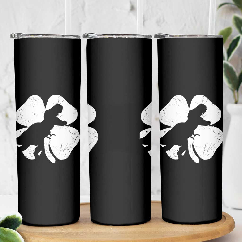 Dinosaur St Patricks Day Shamrock Skinny Tumbler Silhouette Boys Toddler Kids