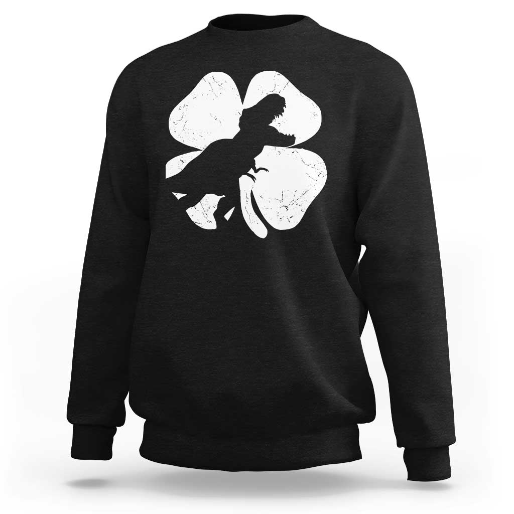 Dinosaur St Patricks Day Shamrock Sweatshirt Silhouette Boys Toddler Kids