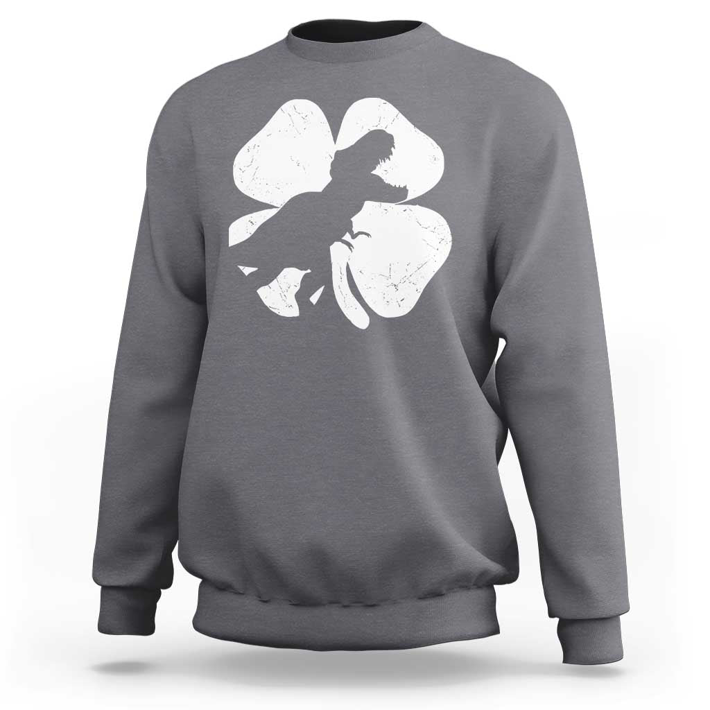 Dinosaur St Patricks Day Shamrock Sweatshirt Silhouette Boys Toddler Kids