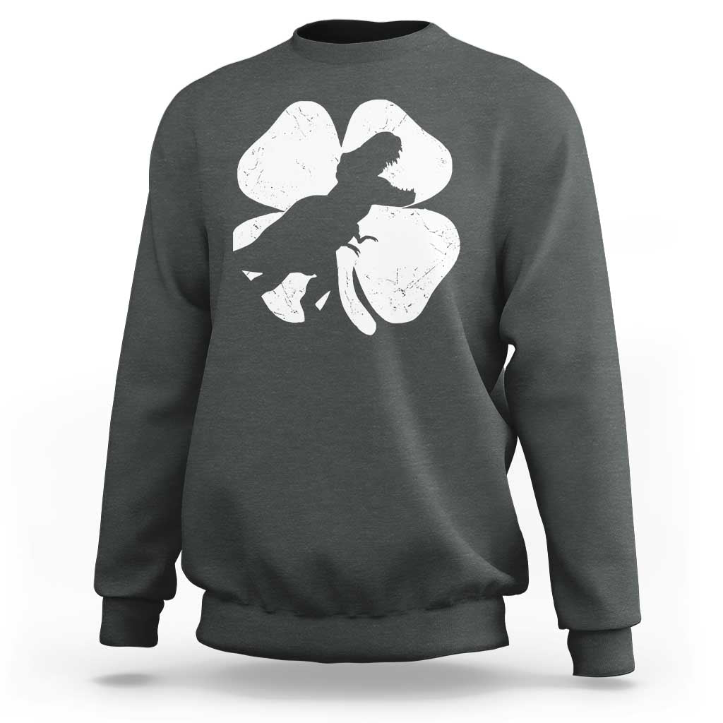 Dinosaur St Patricks Day Shamrock Sweatshirt Silhouette Boys Toddler Kids