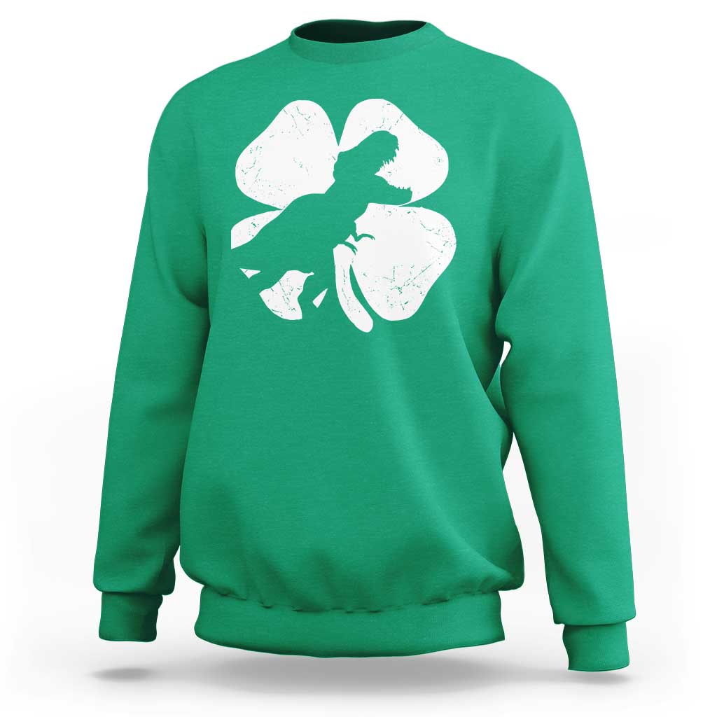 Dinosaur St Patricks Day Shamrock Sweatshirt Silhouette Boys Toddler Kids
