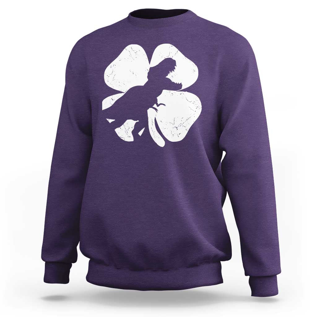 Dinosaur St Patricks Day Shamrock Sweatshirt Silhouette Boys Toddler Kids