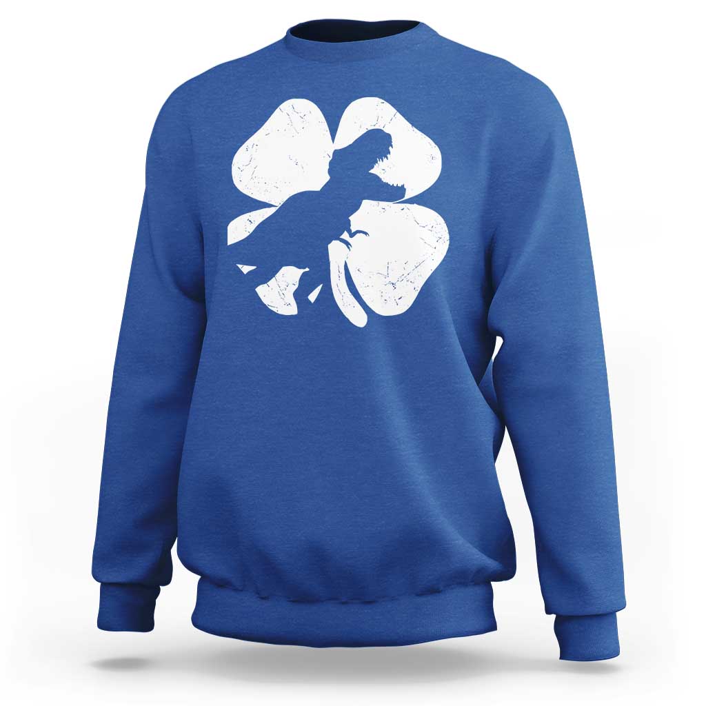 Dinosaur St Patricks Day Shamrock Sweatshirt Silhouette Boys Toddler Kids
