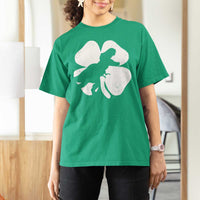 Dinosaur St Patricks Day Shamrock T Shirt For Women Silhouette Boys Toddler Kids