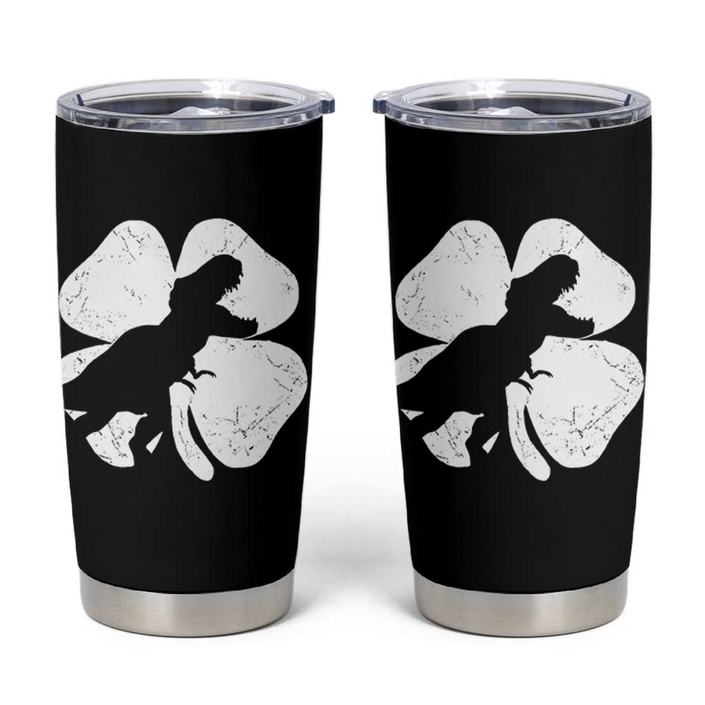 Dinosaur St Patricks Day Shamrock Tumbler Cup Silhouette Boys Toddler Kids