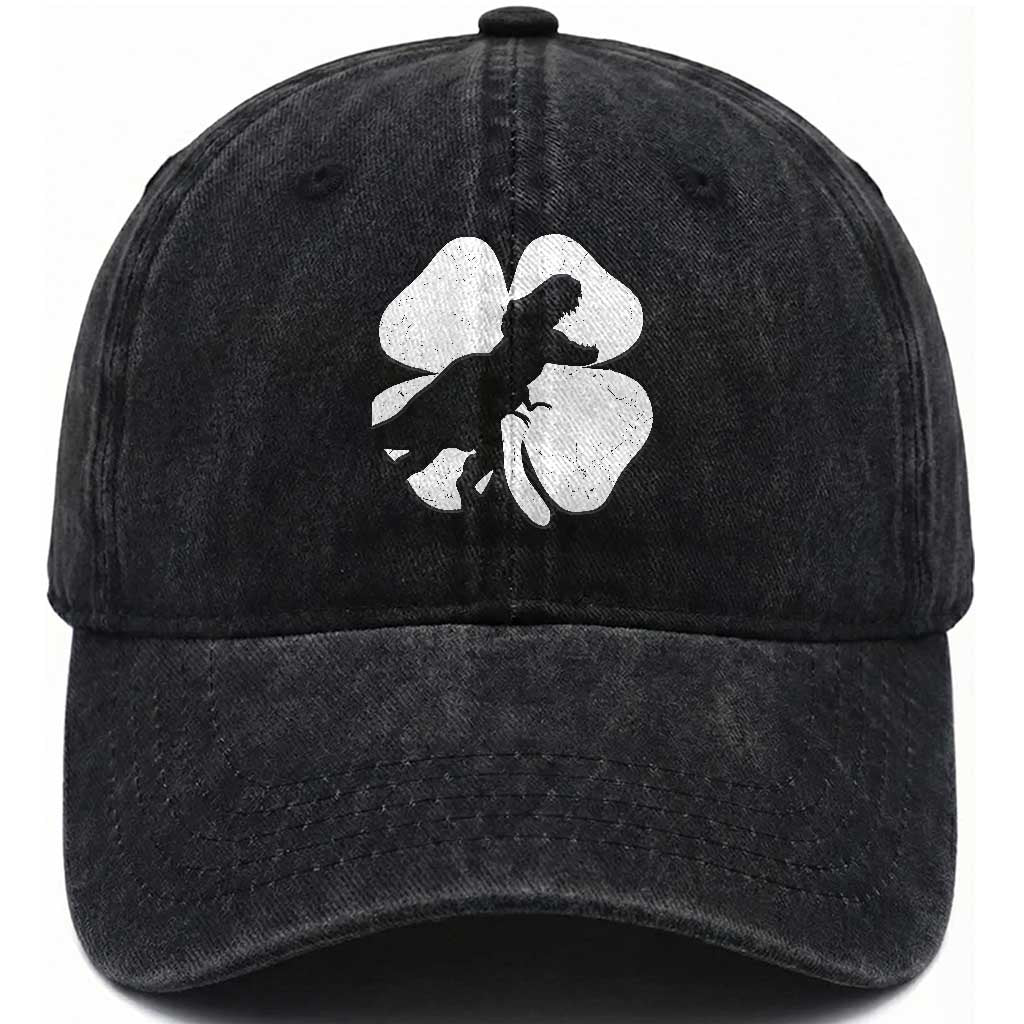 Dinosaur St Patricks Day Shamrock Washed Cotton Baseball Cap Silhouette Boys Toddler Kids