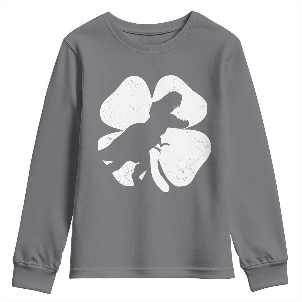 Dinosaur St Patricks Day Shamrock Youth Sweatshirt Silhouette Boys Toddler Kids