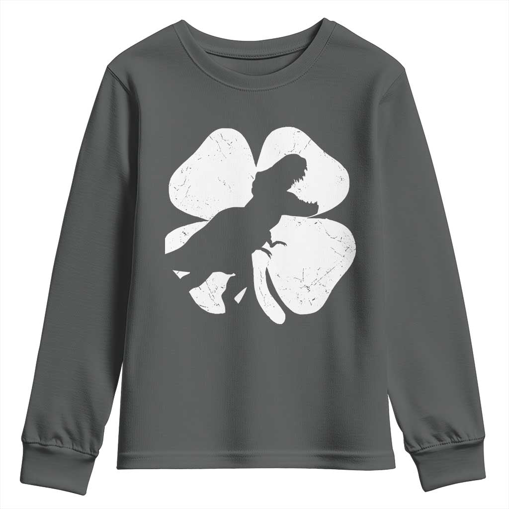 Dinosaur St Patricks Day Shamrock Youth Sweatshirt Silhouette Boys Toddler Kids