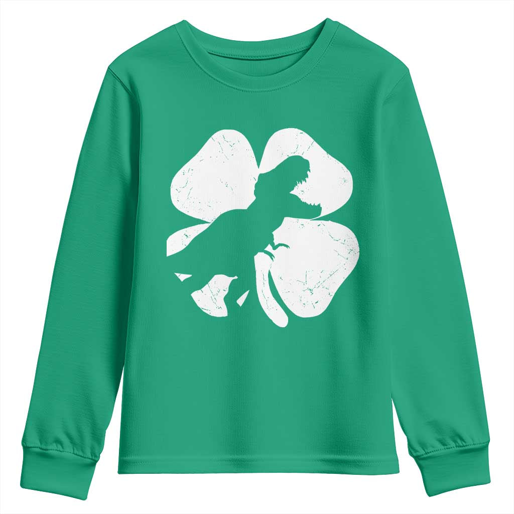 Dinosaur St Patricks Day Shamrock Youth Sweatshirt Silhouette Boys Toddler Kids