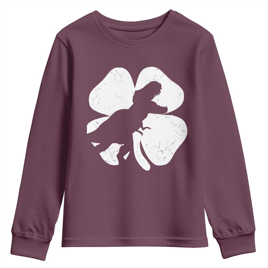 Dinosaur St Patricks Day Shamrock Youth Sweatshirt Silhouette Boys Toddler Kids
