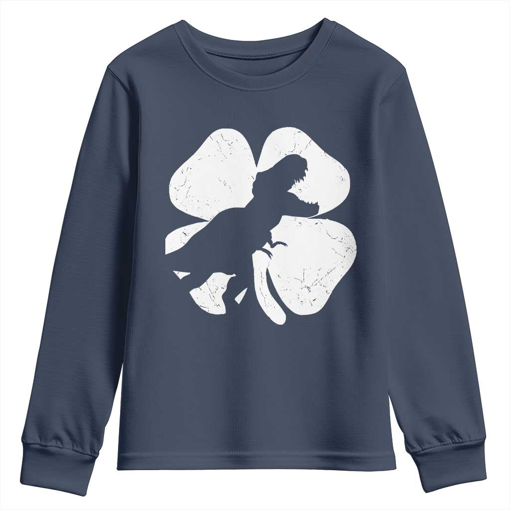 Dinosaur St Patricks Day Shamrock Youth Sweatshirt Silhouette Boys Toddler Kids