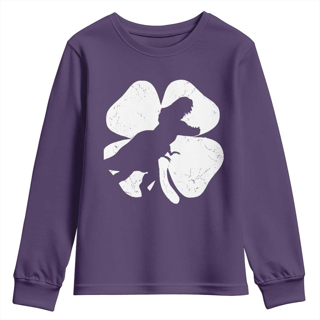 Dinosaur St Patricks Day Shamrock Youth Sweatshirt Silhouette Boys Toddler Kids