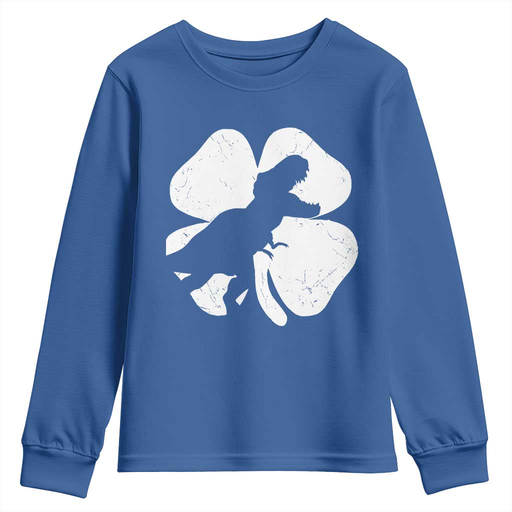 Dinosaur St Patricks Day Shamrock Youth Sweatshirt Silhouette Boys Toddler Kids