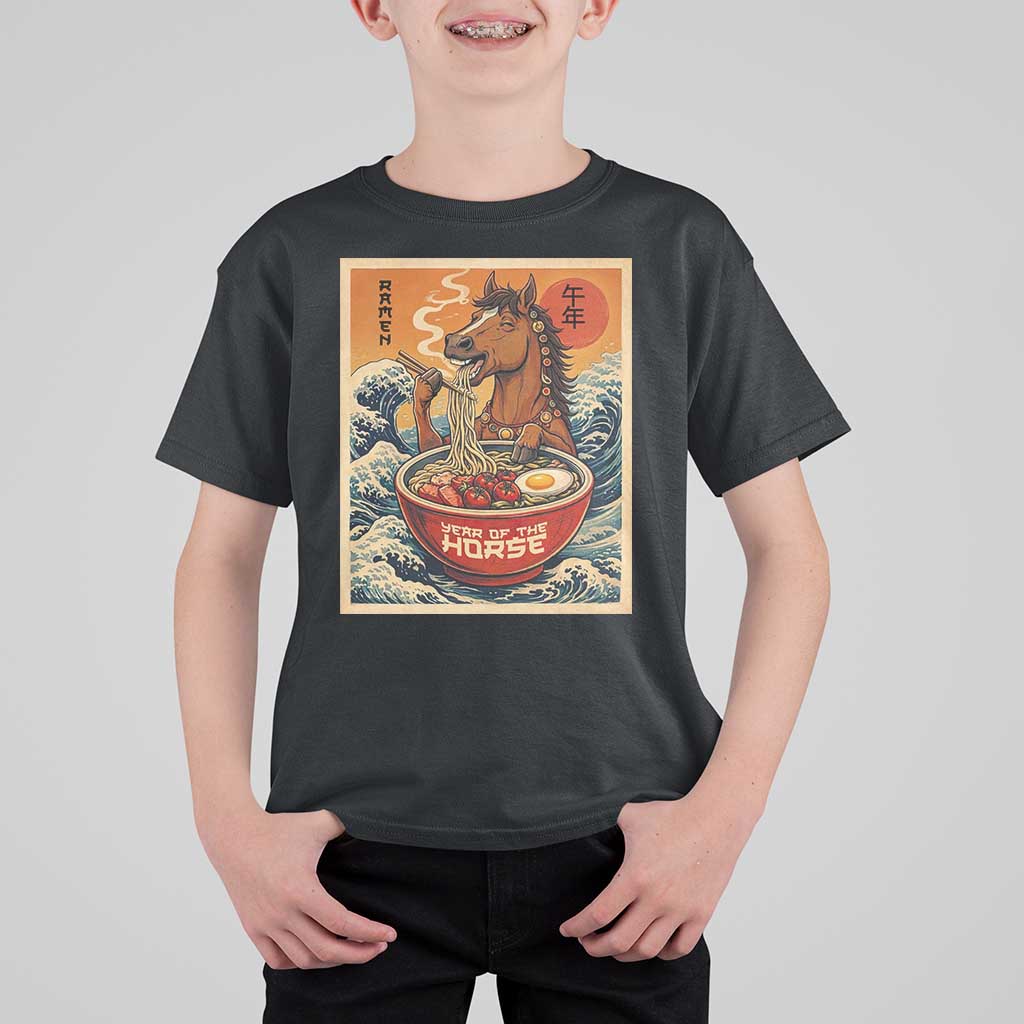 Zodiac Lunar New Year Of The Horse 2026 T Shirt For Kid Ramen Lovers