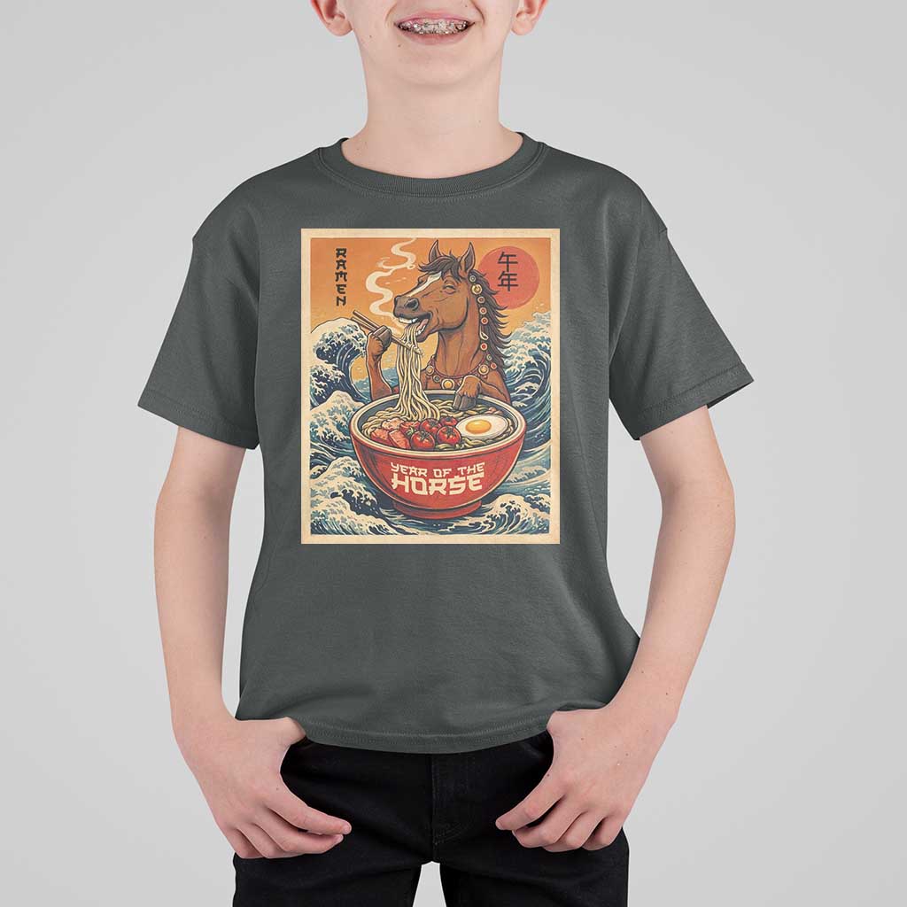 Zodiac Lunar New Year Of The Horse 2026 T Shirt For Kid Ramen Lovers