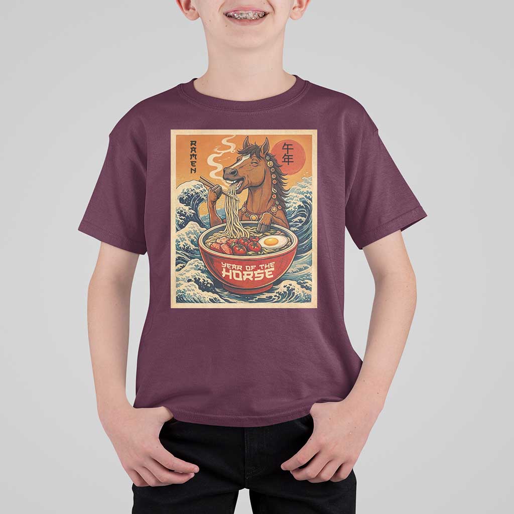 Zodiac Lunar New Year Of The Horse 2026 T Shirt For Kid Ramen Lovers