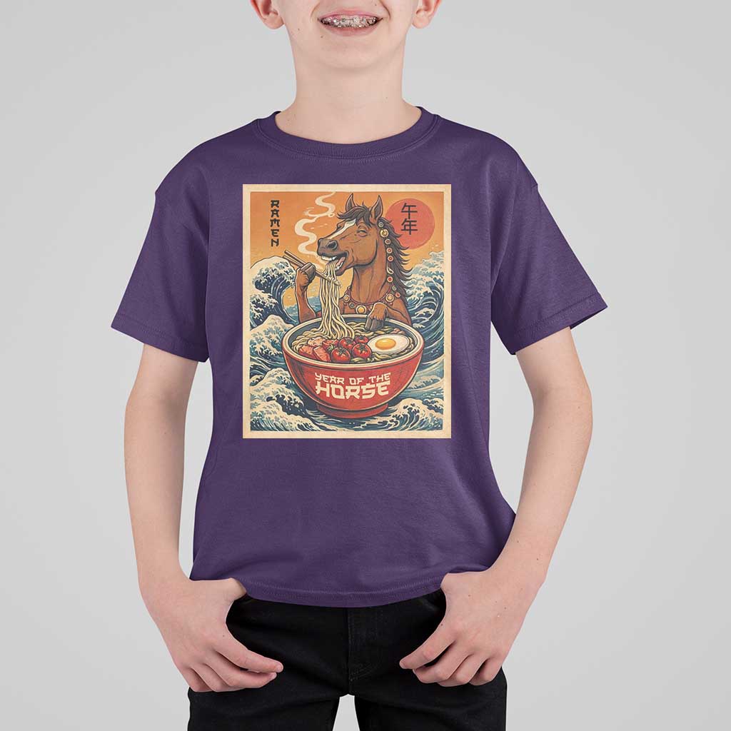 Zodiac Lunar New Year Of The Horse 2026 T Shirt For Kid Ramen Lovers