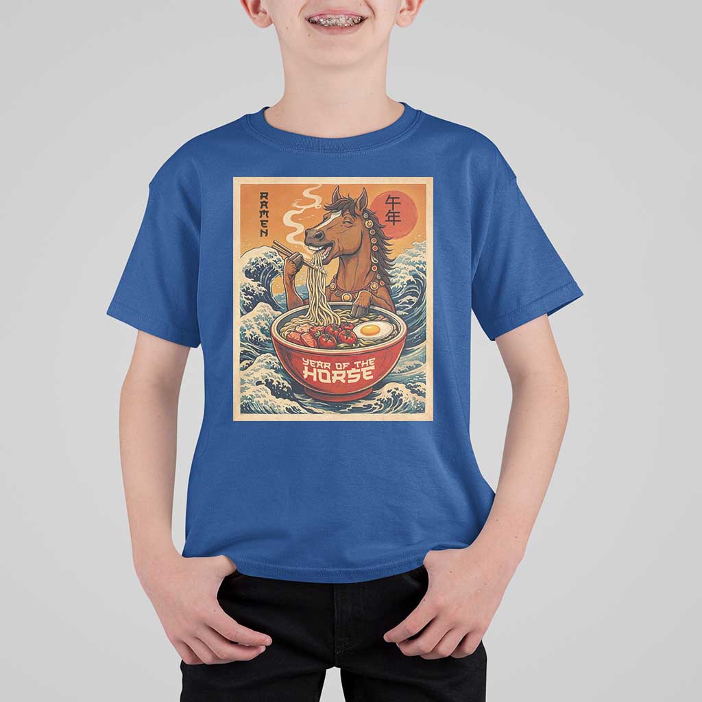 Zodiac Lunar New Year Of The Horse 2026 T Shirt For Kid Ramen Lovers