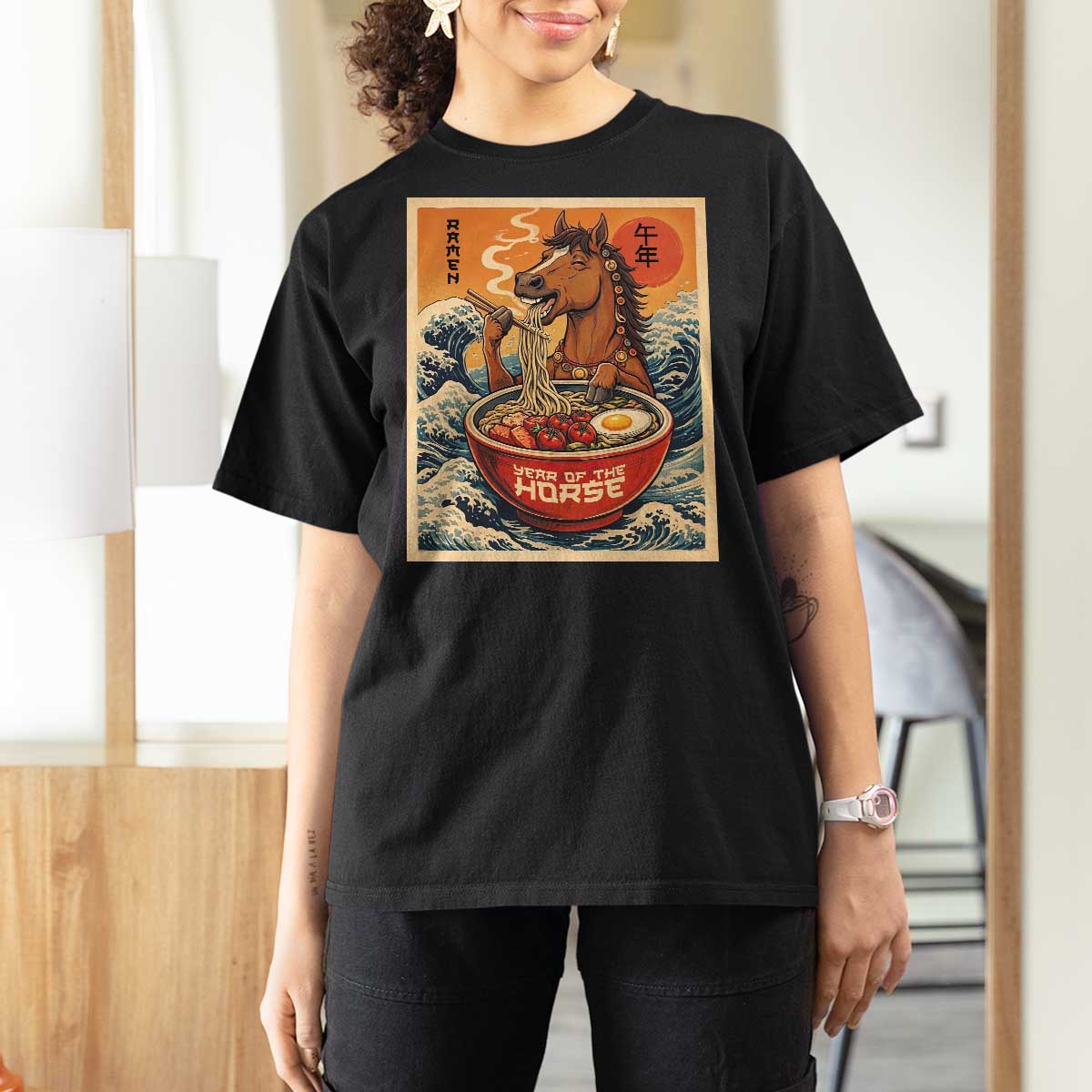 Zodiac Lunar New Year Of The Horse 2026 T Shirt For Women Ramen Lovers