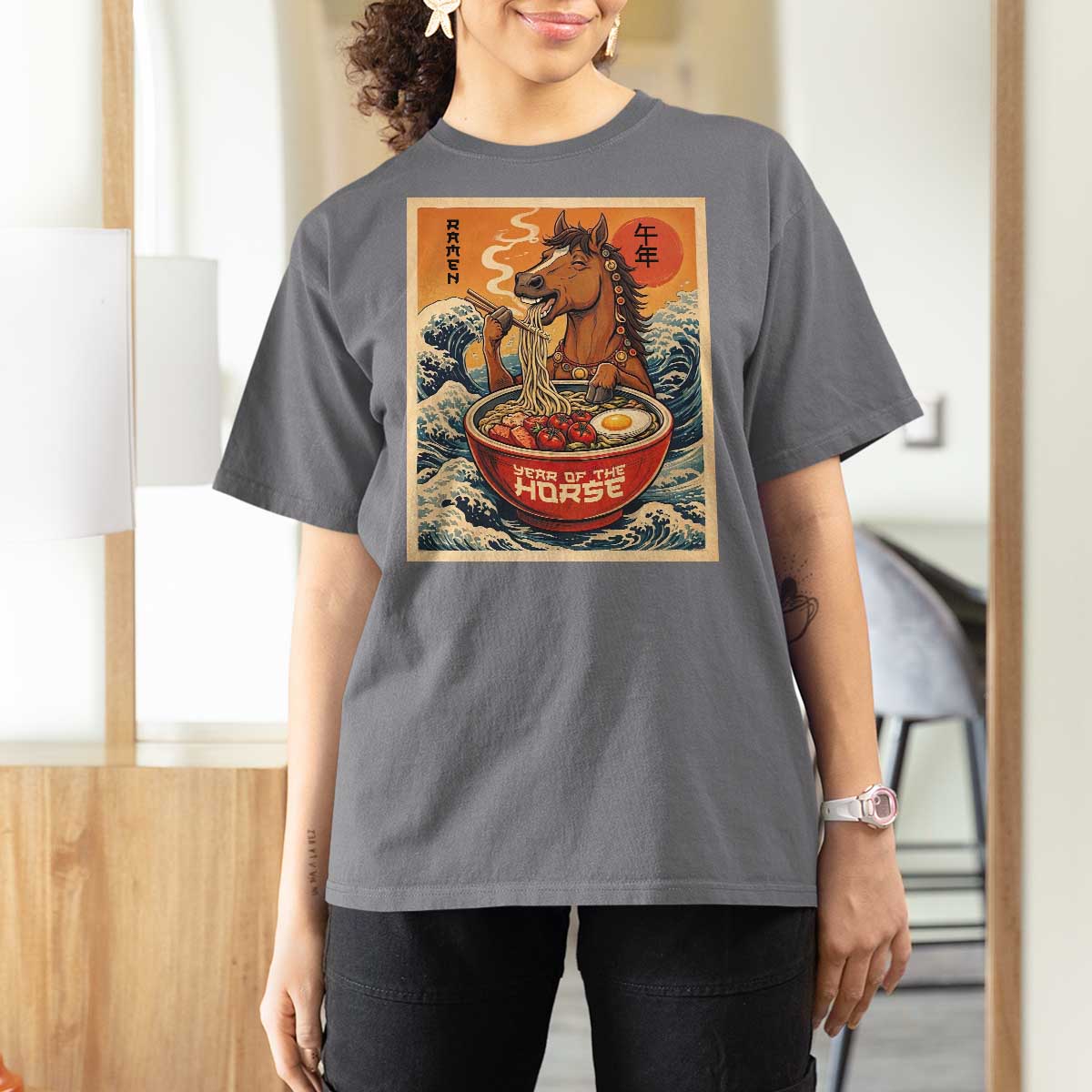 Zodiac Lunar New Year Of The Horse 2026 T Shirt For Women Ramen Lovers