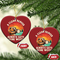 A Clean Beaver Always Gets More Wood Christmas Ornament Funny Adult Crude Joke - Wonder Print Shop