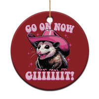 Cowboy Opossum Go On Now Git Christmas Ornament Funny Possum Pink Cowgirl Hat Western Wild West - Wonder Print Shop