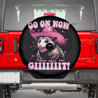 Cowboy Opossum Go On Now Git Spare Tire Cover Funny Possum Pink Cowgirl Hat Western Wild West - Wonder Print Shop