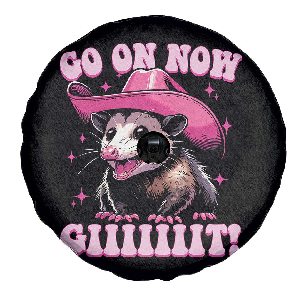 Cowboy Opossum Go On Now Git Spare Tire Cover Funny Possum Pink Cowgirl Hat Western Wild West - Wonder Print Shop