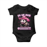 Cowboy Opossum Go On Now Git Baby Onesie Funny Possum Pink Cowgirl Hat Western Wild West - Wonder Print Shop
