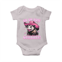 Cowboy Opossum Go On Now Git Baby Onesie Funny Possum Pink Cowgirl Hat Western Wild West - Wonder Print Shop